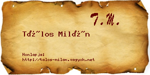 Tálos Milán névjegykártya